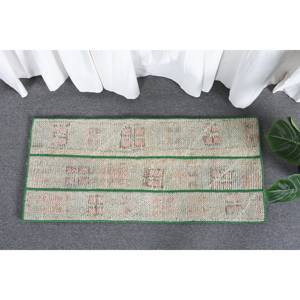 Alfombra moderna de lana beige, diseño de patchwork turco de 1.4x3.2ft, para decoración de sala de estar o respaldo de látex para pasillos - Product Image 2