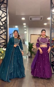 ลําดับเย็บปักถักร้อยหนัก Lehenga Choli พร้อม Dupatta ชุดยาว Georgette ที่สวยงามสําหรับงานแต่งงานกิจกรรมพิเศษ 2 สี - Product Image 2