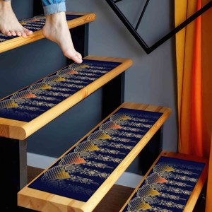 Tapis imprimé bleu marine : motif bohème moderne, antidérapant, imprimé en 3D, tapis d'appoint - Product Image 4