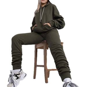 Conjunto de chándal informal de invierno de 2 piezas con capucha para hombre, Sudadera con capucha corta de manga larga, pantalones ajustados de corte regular, chándales - Product Image 2