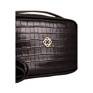 Sac noir à motif crocodile avec garniture en PU - Product Image 3