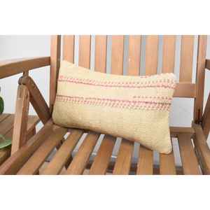 Beige Kilim Patchwork Wool Pillow 8x16 Inch Eco-Friendly Non-Slip Decorative <b>Cushion</b> Vintage <b>Fluffy</b> Leaves Pattern Removable - Product Image 3