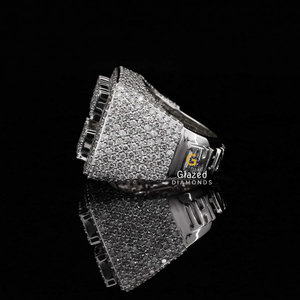 Bague carrée hip-hop personnalisée en argent sterling 925 avec diamants de laboratoire brillants entièrement sertis, design de lettres pour les mariages - Product Image 3