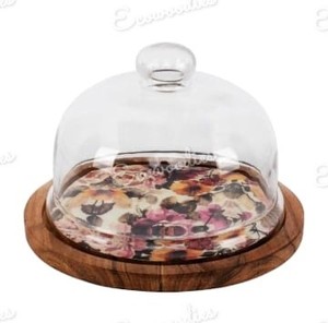 Support à gâteau en bois dôme assiette à gâteau avec support de couvercle support à gâteau circulaire pour les fêtes boulangerie hôtel maison bureau Table ronde décoration - Product Image 1