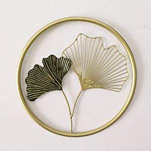 Décoration murale élégante de luxe pour la maison hôtel restaurant et salon décoration couleur noire feuille conception forme ronde tenture murale - Product Image 5