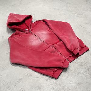 Sweat à capuche personnalisé de haute qualité pour homme en coton, fermeture éclair, effet délavé au soleil, streetwear, lavage à l'acide - Product Image 1