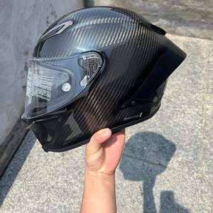 AGV Pista Glossy <b>Black</b> Carbon Fiber Large Tail <b>Wing</b> Motorcycle Helmet Clear Visor UV Protection Scratch-Resistant All-Season - Product Image 2
