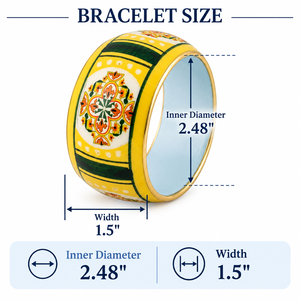 Bracelet manchette large en laiton émaillé géométrique jaune-vert, motif traditionnel, fait main, vente en gros, export B2B, bijoux indiens - Product Image 2