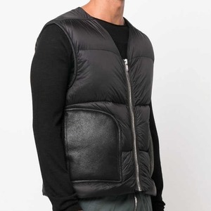 Moda sin mangas parche bolsillo de cuero cuello en V cremallera hasta Nylon abajo chaleco bloque de Color a prueba de viento impermeable Casual suelto chaleco acolchado - Product Image 5