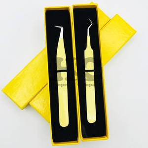 Meilleures offres pince à épiler en acier inoxydable Extensions de cils pince à épiler incurvée solide vison lisse Logo durable boîte d'emballage - Product Image 5