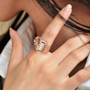 Anillo con Piedras de Nacimiento de Múltiples Nombres, Joyería Familiar Personalizada, Símbolo de Amor, Piedras Personalizadas, Regalo de Aniversario de Boda para Niños, Uso Diario - Product Image 1