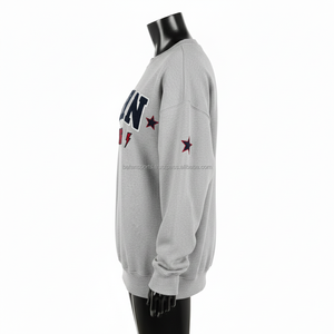 Sweat-shirt oversize pour femmes en tissu polaire GSM, couleurs gris, bleu marine, rouge, logo brodé personnalisé, vêtements de sport pour femmes, sweat-shirt respirant - Product Image 3