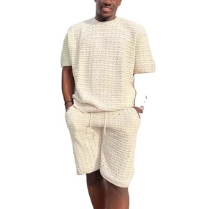 Tenue décontractée 2 pièces pour hommes, ensemble t-shirt et short d'été de couleur unie, haut à manches courtes élégant, short confortable et respirant, 2026 - Product Image 2