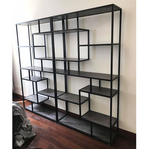 KTB68079 Rubberwood Display Shelving System with Iron Frame 200x30x180cm Standing Type for Living Room - Product Image 5