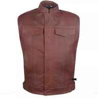 Gilet moto en cuir pour homme, col montant, fermeture éclair, noir uni, style hip-hop, écologique, vintage