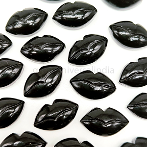 Black Onyx Gemstone Lip Carved <b>Beads</b> Hip Hop Trendy Black Gemstone Lip Charms for Jewelry <b>Making</b> Crystal Lip Handmade Stone - Product Image 2