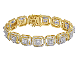 สร้อยข้อมือเพชรมอยส์ซอไนต์สีเงินประดับเพชรสไตล์คลาสสิกที่ไม่ซ้ำกันมีรูปทรงสี่เหลี่ยมกำไลข้อมือเพชรสำหรับผู้ชายและผู้หญิง - Product Image 1