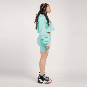 <b>Women</b> <b>Fleece</b> Crop <b>Top</b> and Shorts Loungewear Set - Cozy, Comfortable, and Perfect <b>for</b> Casual Outfits or Relaxing at Home - Product Image 2