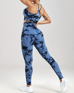 Traje de jogging transpirable de alta calidad para mujer para Yoga y Fitness patrón sólido ropa de gimnasio entrenamiento y correr estilo conjunto - Product Image 5