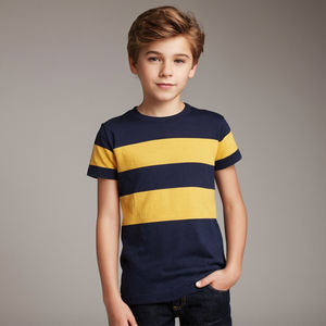 T-shirt d'été pour garçons, tissu en coton, coupe confortable, haut à manches courtes, vêtements tendance pour enfants, style décontracté, matière douce, respirant - Product Image 3