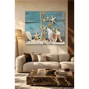 Impression sur toile sur bois turquoise de Fida Starfish and Shells - Product Image 5