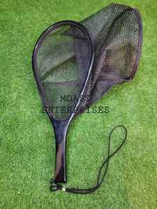 Pas cher Prix En Bois Pêche À La Mouche Truite Épuisette Avec Naylon Et Filet À Mailles Et Long Crochet Élastique De Suspension - Product Image 5