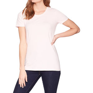 T-shirt en coton uni classique pour femmes col rond haut à manches courtes tissu respirant léger pour l'été quotidien - Product Image 4