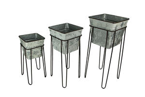 Support de plante en métal pour intérieur et extérieur du milieu du siècle, support de jardinière en métal sans pot, support de fleurs noir - Product Image 2