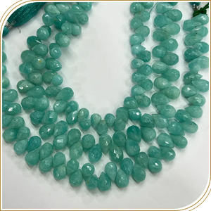 Lágrimas de Briolette facetadas de amazonita verde Natural de alta calidad AAA, hebra de 8 pulgadas de 5 a 6mm aproximadamente para la fabricación de joyas - Product Image 6