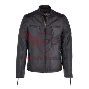 Veste de motard en cuir noir personnalisée unique pour hommes, matière supérieure, vêtements d'extérieur de moto élégants avec bord ultime, style High Street - Product Image 1