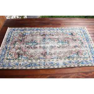 Tapis turc, tapis d'appoint 3,1x5,9 pieds, tapis en laine bleu rose - Product Image 3