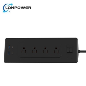 Weiß 6,5 Ft Multi-<span class=keywords><strong>Plug</strong></span>-Verlängerung kabel 15 Ampere/1200 Joule Überspannung schutz Steckdosen leiste 4 Steckdose Steckdosen verlängerung stecker - Product Image 2