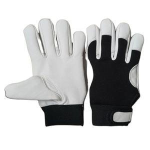 Gants de travail en cuir de mouton/chèvre à grain, tissu extensible bleu, pour jardinage, anti-chimiques, antistatiques, sans silicone - Product Image 4