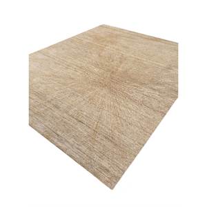 พรมขนสัตว์และไหมถักมือสีเบจและสีน้ำตาล รุ่น AKWS-3025 ลายแบบนามธรรม สำหรับทางเข้าบ้านและโถงทางเดิน พรมรูปทรงสี่เหลี่ยมผืนผ้าสำหรับห้อง - Product Image 2