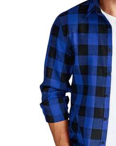 Chemise en flanelle à carreaux bleu et noir pour homme, manches longues, boutonnée, décontractée, chaude pour l'hiver, avec poche poitrine, fabrication OEM - Product Image 4