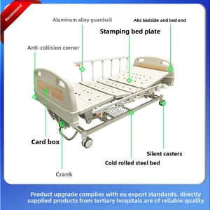 LK B6 Double Crank Manual Bed, Four-corner Brake, Aluminum Folding Guardrail, Home Hospital Use - Product Image 2