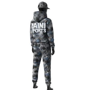 Survêtement pour femmes en molleton brossé de qualité supérieure 280 GSM Coton Polyester Gris Bleu Panneaux imprimés Logo personnalisé Tenues de survêtement Grande taille - Product Image 5