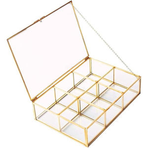 Boîte à bijoux d'exposition de haute qualité verre et métal artisanat boîte cosmétique décorative à collectionner à un prix abordable - Product Image 1