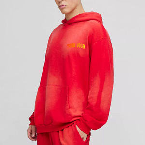 Nouveau sweat à capuche tendance pour homme en taille plus, délavé à l'acide, décoloré par le soleil, 100% coton, décontracté, surdimensionné, lourd - Product Image 1