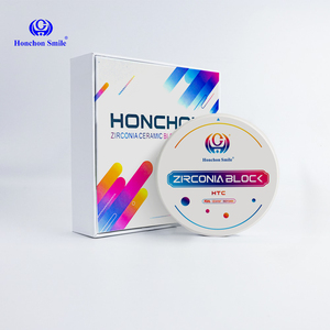 Alta trasmittanza preombreggiata 1350Mpa HTC blocchi di <span class=keywords><strong>Zirconia</strong></span> dentale per 98mm Open <span class=keywords><strong>CAD</strong></span> <span class=keywords><strong>CAM</strong></span> sistema dentale <span class=keywords><strong>Zirconia</strong></span> - Product Image 1