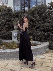 Vestido maxi de seda con cuello cuadrado sin mangas TieBack Fit Flare Invitados de noche Ocasiones casuales Patrón sólido para damas de honor - Product Image 6