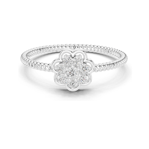 Bague Fleur en Diamant de Laboratoire 0,135 CT pour Femme, Clarté VVS-VS EF, Or 18KT, 14KT, 10KT et Argent 925, Or Rose, Or Jaune, Or Blanc - Product Image 1