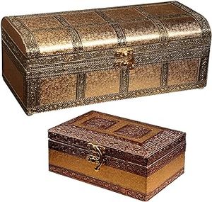 Boîte de rangement de bijoutier en métal et en verre antique moderne forme rectangulaire accessoires de coiffeuse pour la maison - Product Image 5