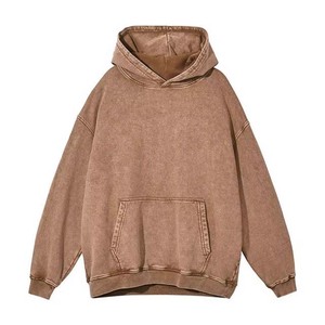 Sudaderas con capucha lavadas con ácido de gran tamaño con logotipo personalizado Sudaderas con capucha recortadas vintage Ropa de hombre Jersey Sudaderas con capucha básicas para hombre - Product Image 4
