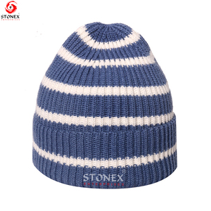 หมวกถักลายอะคริลิคสำหรับผู้ชายและผู้หญิงหมวกบีนนี่ลายทางทำจาก100% - Product Image 4