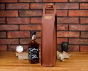 Elegant Vintage Luxury Customizable Wine <b>Bottle</b> Cover Genuine Leather <b>Waterproof</b> Protective Dustproof Handle Basket Gift - Product Image 5