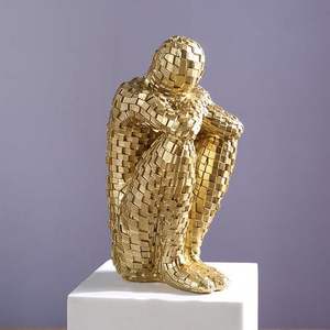 Estatua de escultura abstracta de estilo pensador de resina, decoración del hogar, acentos, figuritas coleccionables, estantería de oficina, decoración de escultura de escritorio - Product Image 5