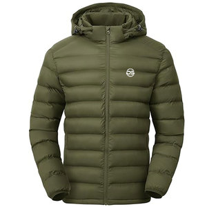 High Street Men's Casual Winter <b>Puffer</b> <b>Jacket</b> High Quality Custom <b>Light</b> Denim Canvas with OEM Printed Logo Pocket - Product Image 1