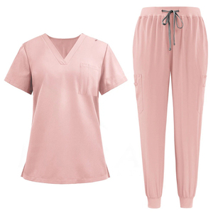 Venta al por mayor de uniformes médicos y enfermeras para uso hospitalario conjuntos de mujer Jogger médico Spandex enfermería Scrub manga corta Spa uniforme conjunto - Product Image 1
