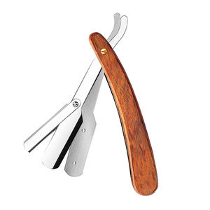 Maquinilla de afeitar de barbero de alta calidad, maquinillas de afeitar de acero inoxidable para hombres, maquinillas de afeitar rectas de barbero Handel de madera para belleza con embalaje personalizado - Product Image 2